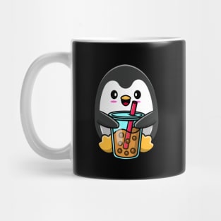 Cute Penguin Loves Bubble tea Mug